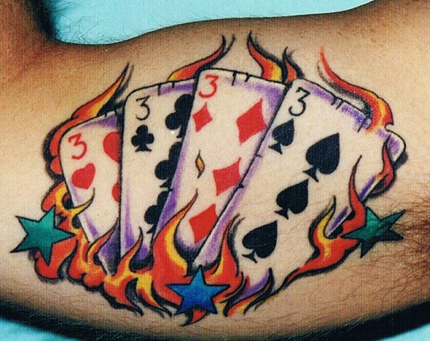 straight flush cards tattoo