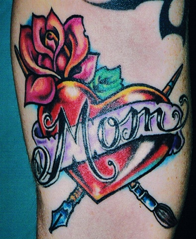 Mom Banner Heart & Rose