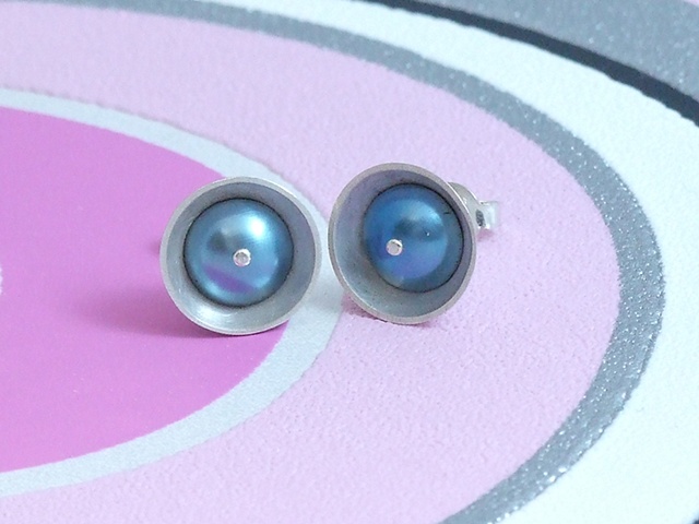 Light Blue  Silver and Niobium Earrings