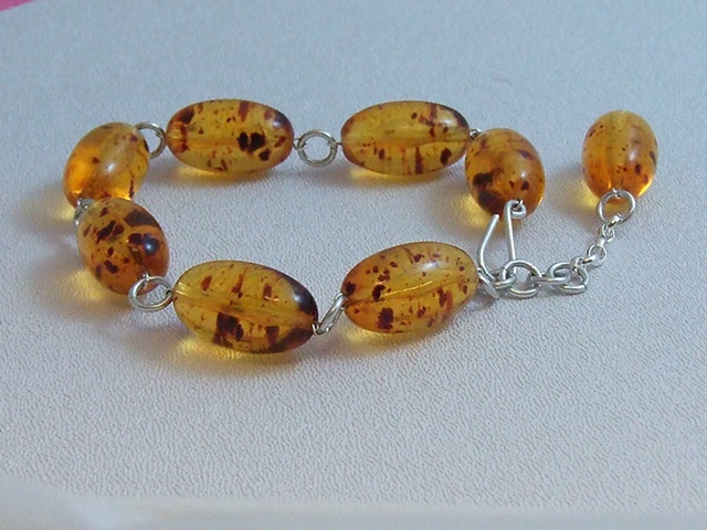 Amber and Silver Bracelet