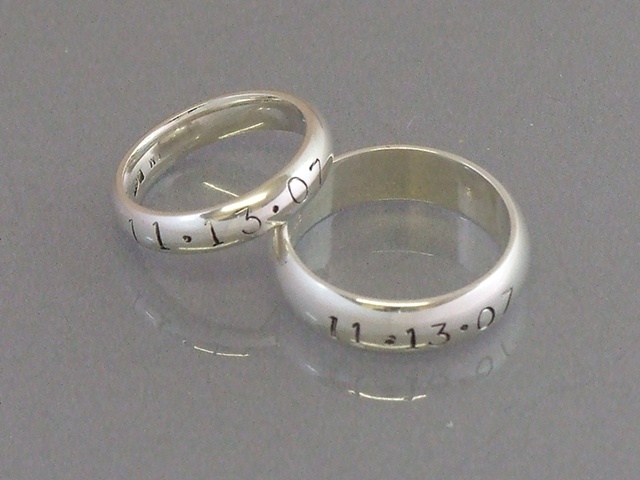 Silver Hand Stamped Wedding Bands