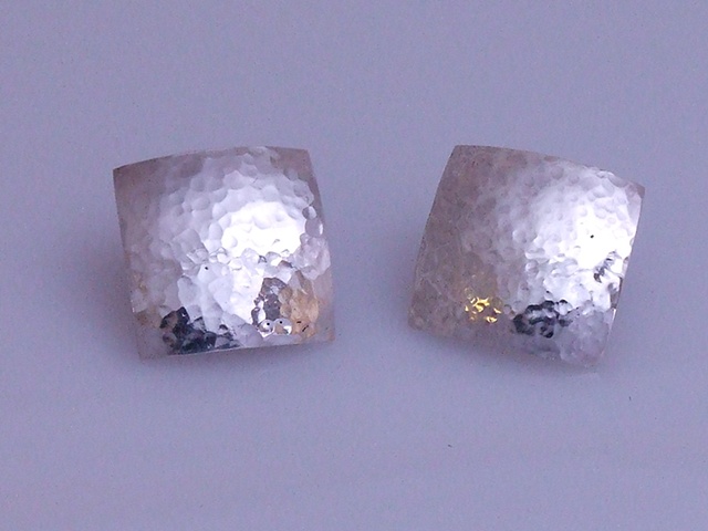 Square Hammered Silver Earrings