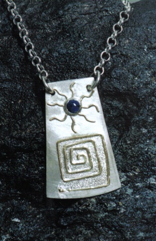 Silver and Gold Egyptian Style Pendant with Lapis