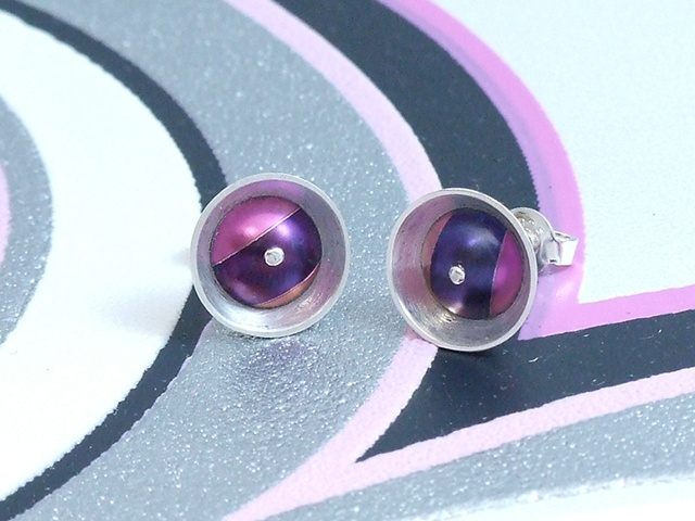 Purple and Pink Silver and Niobium Earrings