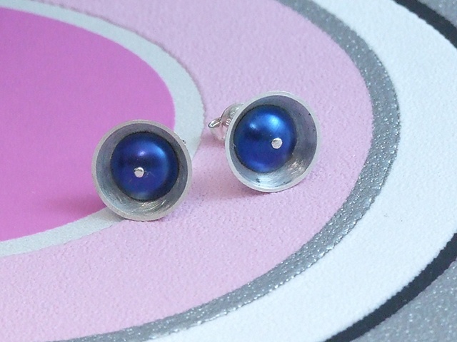 Dark Blue Silver and Niobium Earrings