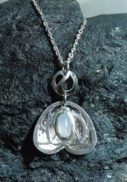 Silver Art Nouveau Style Pendant with Moonstone
