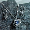 Silver Wire Wire Wrap Lapis  Pandent and Earring Set