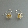 Silver Wire Wrapped Amber Loop Earrings