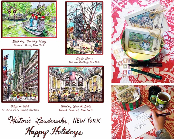 Happy Holidays "Historic Landmarks NEW YORK" Stationery Cards
