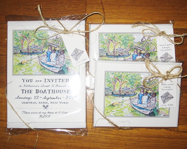 LATinNYC, Laura Ann, custom stationery, illustration, birthday invitation