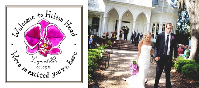 LATinNYC, Laura Ann bespoke bridal, custom stationery, illustration, wedding invitations, wedding stationery, wedding paper, wedding artwork, orchids, hilton head, welcome bag