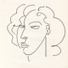 head of woman in manner of Matisse-page from sketchbook