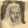 head after classical source-page from sketchbook