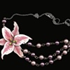 Pink Lily and Faux Pearl Necklace