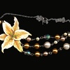 Tiger Lily and Faux Pearl Necklace