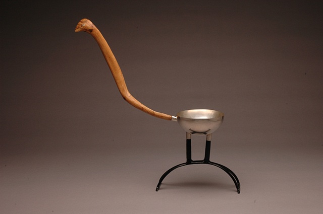 Untitled silver ladle w/ stand