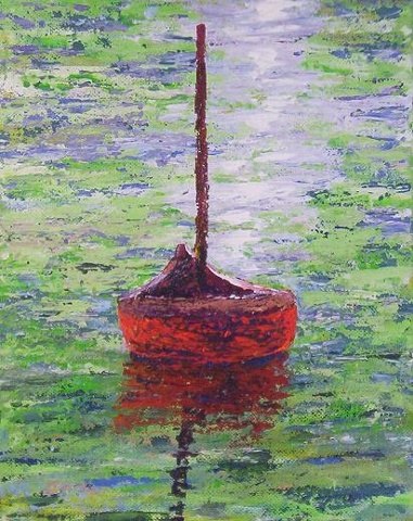 red sail boat