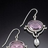 Gem quality checkerboard cut rose quartz garter hinged earrings with pearl