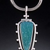 Chrysocolla and padparascha sapphire silver pendant...
