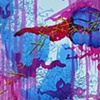 Untitled (red, blue, pink with yellow thread)