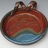 Brie Baker, cayenne and blue with raised leaf design