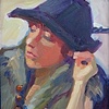 Julie, feathered hat