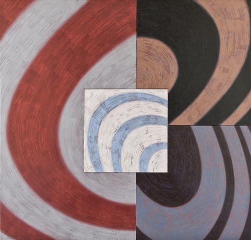 Colorful, geometric, abstract, oil paintings by Burton Rein, Los Angeles.