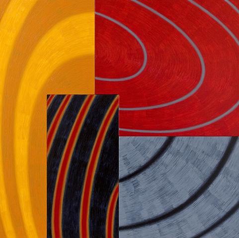 Colorful, geometric, abstract, oil paintings by Burton Rein located in Los Angeles.