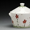 Butter Bowl with Red Flowers