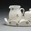 Cream and Sugar with Green Dots