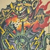 statue of liberty on trojan horse puppeteered by howdy doody