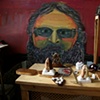 studio  shot (small wood sculptures with hippie dad)