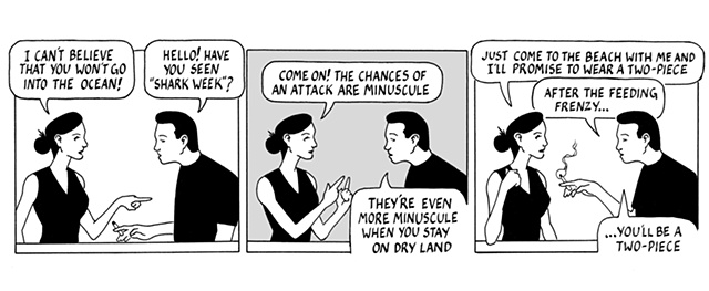 nothing happened today, comic, webcomic, ocean, shark attack, feeding frenzy