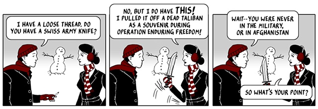 nothing happened today, comic, webcomic, swiss army knife, knife, taliban, operation enduring freedom, Padma Lakshmi
