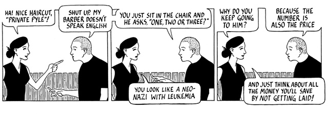 nothing happened today, comic, webcomic, haircut, barber, private pyle