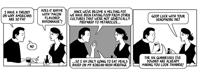nothing happened today, comic, webcomic, fat americans, bacon flavored mayonnaise, xenophobic diet, guiness