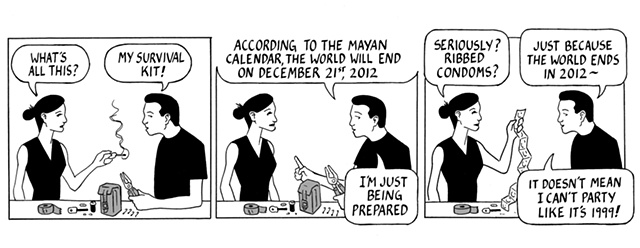 nothing happened today, comic, webcomic, 2012, drinking urine, survival kit, mayan calendar