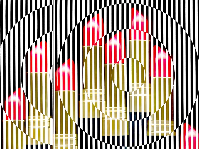 "Lipstick Striped - Circle No. 1"