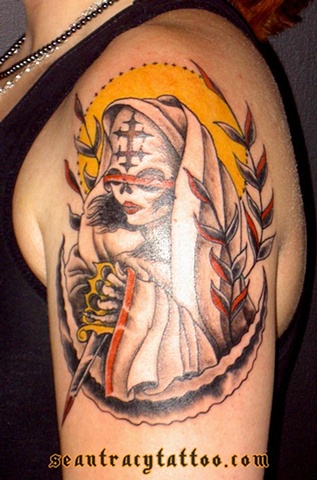 ghost nun with dagger tattoo