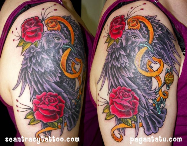 crow and roses tattoo