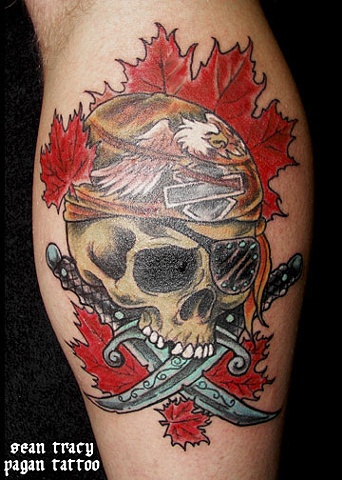 pirate biker skull canada tattoo