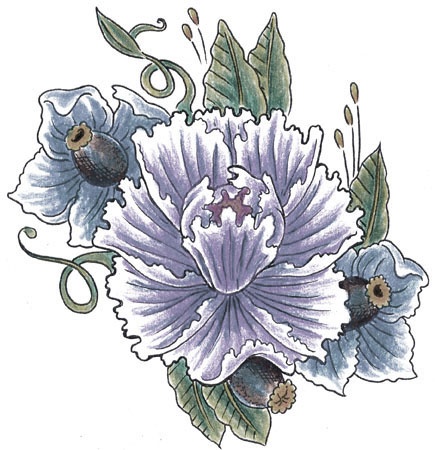 peony with poppies tattoo painting