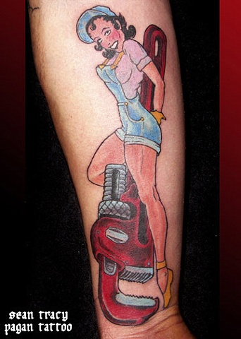 wench on a wrench pin up tattoo