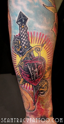 dagger sacred heart tattoo