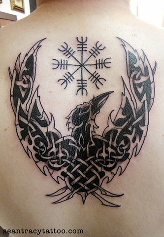 Norse nordic raven tattoo