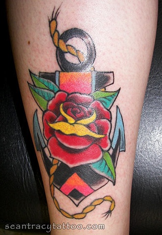anchor rose tattoo