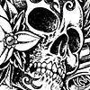 tribal skull with wings design
