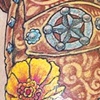 Holster with Texas cactus roses tattoo