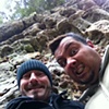 restless and angel being silly on the trail