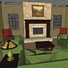 Great room with stone fireplace 
and large wood mantle